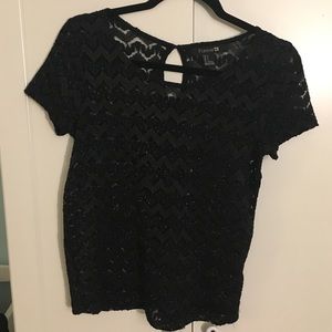Black sheer patterned blouse